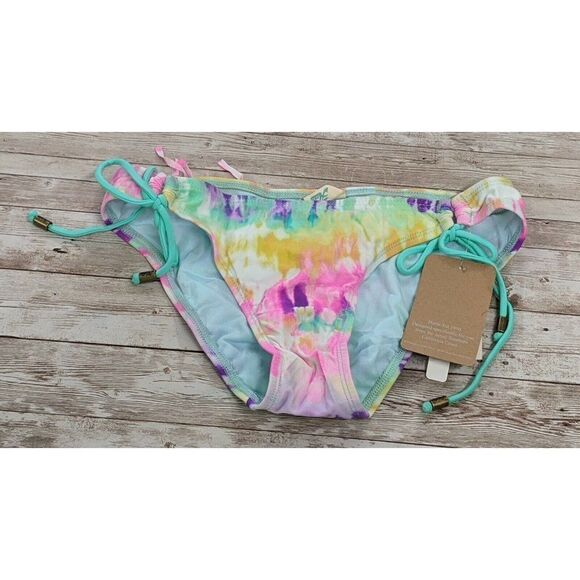 Hobie Womens Size Medium Multicolor Tie Dye Hipster Fringed Bikini Bottoms - Picture 1 of 7